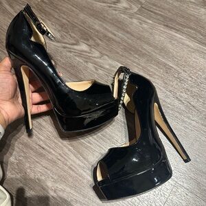 Elegant Black Peep-Toe Stilettos